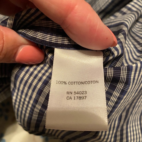 M Navy Blue Plaid Shirt by Banana Republic w/Pearl Snaps - Picture 6 of 10